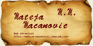 Mateja Macanović vizit kartica